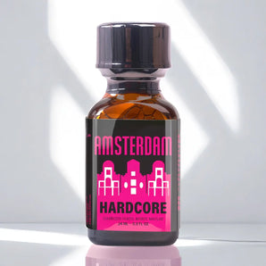 "Amsterdam Hardcode Poppers" 24ml bottle with pink label Pentyl formula