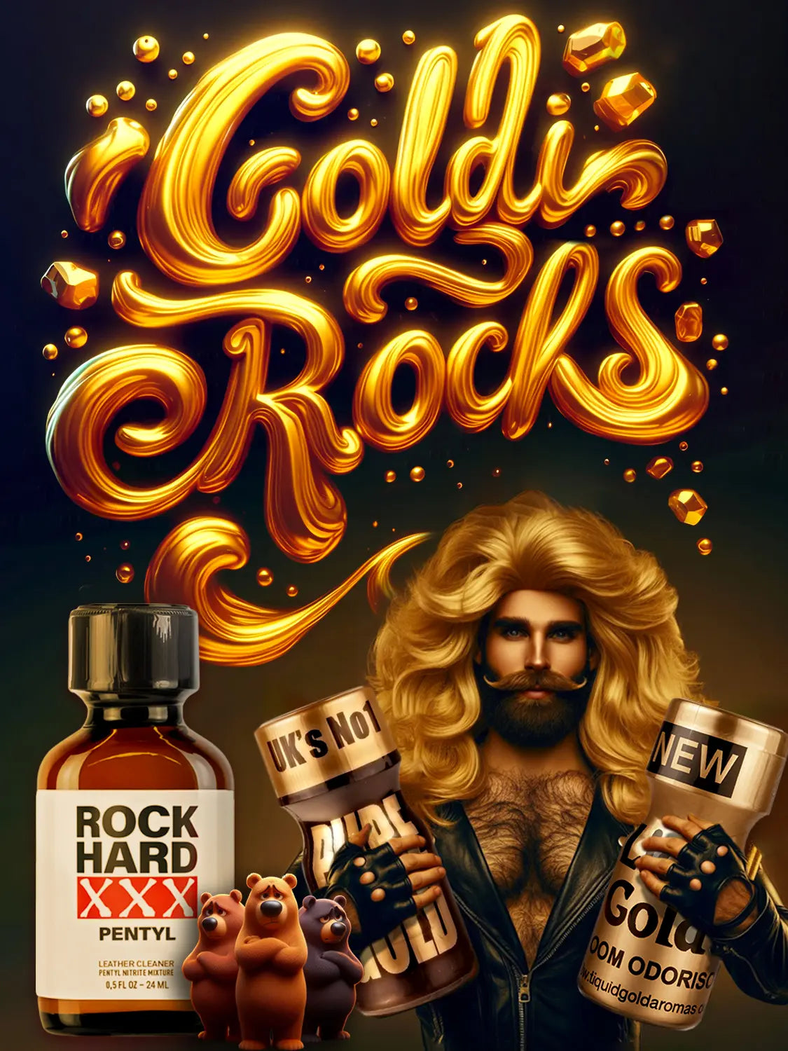 pentyl poppers uk goldirocks pack including rock hard xxx pure gold and liquid gold poppers