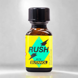 Rush butanol pentyl poppers in 24ml with yellow and green label
