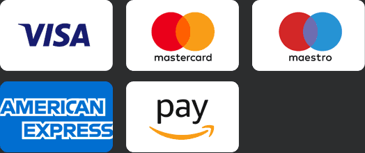 VISA Mastercard Maestro AMEX American Express Amazon Pay